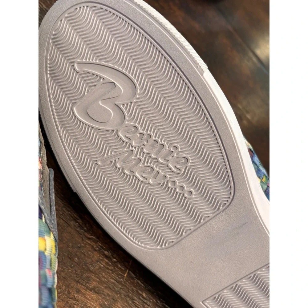 Bernie Mev Multi Color Woven‎ Elastic Slip On Sneakers Womens 40 Rainbow Pixel